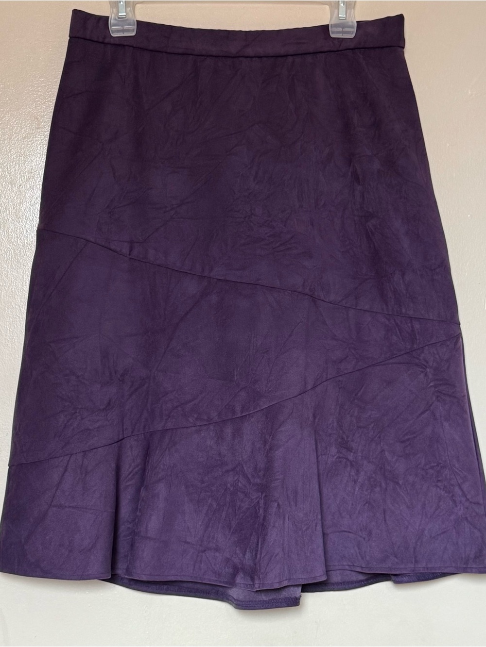 Purple A-Line Faux Suede Flared Women's Skirt